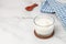 lactose free yogurt, kefir, fermented milk on a light background. Healthy, clean eating. Vegan or gluten free diet