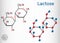 Lactose, milk sugar molecule, it is a disaccharide. Structural chemical formula and molecule model. Sheet of paper in a cage