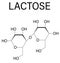 Lactose milk sugar molecule. Skeletal formula. Chemical structure