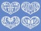 Lacy hearts, laser cutting fretwork shapes, plotter cutout love vector symbols