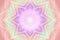 Lacy white mandala on pastel retro, purple, green, orange aura, energy field - grainy gradient background