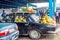 Lada full of honey melons at the market