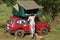 Lada Niva family camping with a roof tent