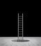Ladder that emerges from the hole and leads to the top, on a black background. 3d