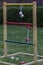 Ladder golf set up outdoors in a garden