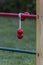 Ladder golf set up outdoors in a garden