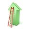 Ladder leading an green arrow. Success concept