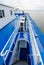 Ladder leading to captain`s cabin of cruise river motor ship