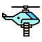 Ladder rescue helicopter icon color outline vector