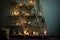 ladder shelf with candles and fairy lights