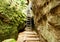 Ladder stair climbing on mountain via ferrata