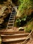 Ladder stair climbing on mountain via ferrata