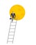 Ladder to moon. businessman rises to planet. Personality development concept