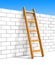 Ladder and white brick wall