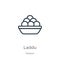 Laddu icon. Thin linear laddu outline icon isolated on white background from religion collection. Line vector laddu sign, symbol