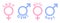 Ladies / gents - male / female signs. Icons in pink and blue col