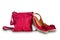 Ladies handbag and sandals. Women`s summer leather bag and shoes