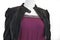 Ladies leather jacket over evening wear