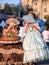 Ladies in medieval dresses in the fan zone attract attention of foreign tourists.