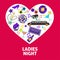 Ladies night party vector heart poster