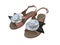 Ladies sandals with white leather rose