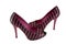 Ladies\' shoes in black and pink strips