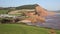 Ladram Bay beach Devon England UK from west to Sidmouth Jurassic Coast