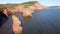 Ladram Bay Rocks and Cliffs in Devon in England aerial view