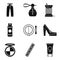 Lady accessories icons set, simple style