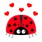 Lady bug ladybird icon. Love greeting card with red heart set. Cute cartoon kawaii funny baby character. Happy Valentines Day.