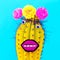 Lady Cactus. Creative minimal art. Cactus lover concept