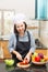 Lady chef preparing ingredient to make salad