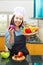 Lady chef preparing ingredient to make salad