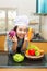 Lady chef preparing ingredient to make salad