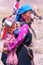 Lady with child at festival in Ladakh, India