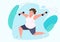 Lady doing pilates flat color vector faceless character