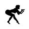 Lady in a dynamic pose on tiptoes decided sneak up with a gun. Silhouette Woman, girl illustration of spy. Person a shoot