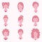 Lady Fashion Style With Hair And Jewelry Icon Set - Vector