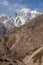 Lady finger mountain peak view from Hunza valley in autumn season, Karakoram mountains range in Gilgit Baltistan, north Pakistan