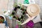 Lady gardener transplanting petunias