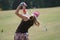 Lady golf swing