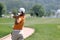 Lady golf swing