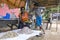 A lady and her son selling prawns in a beachside stall in Negombo, Sri Lanka.