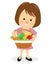 Lady holding fruit and veggie basket
