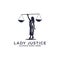 Lady justice law firm logo design inspirations, strong female figure holding with scales vector illustrations