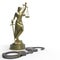 Lady of Justice statue and handcuffs 3d rendering