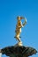 Lady Justice Statue on Water Fountain with San Antonio Downtown Building in Background