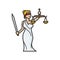 Lady Justice or Themis Femida cartoon isolated vector illustration