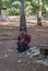 Lady making handcrafts, Laos