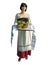 Lady Mannequin in national traditional balkanic, moldavian, romanian costume isolated over white
